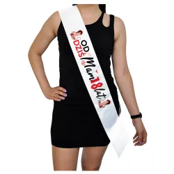 Szarfa BIAŁA Osiemnastka Od dziś mam 18 lat